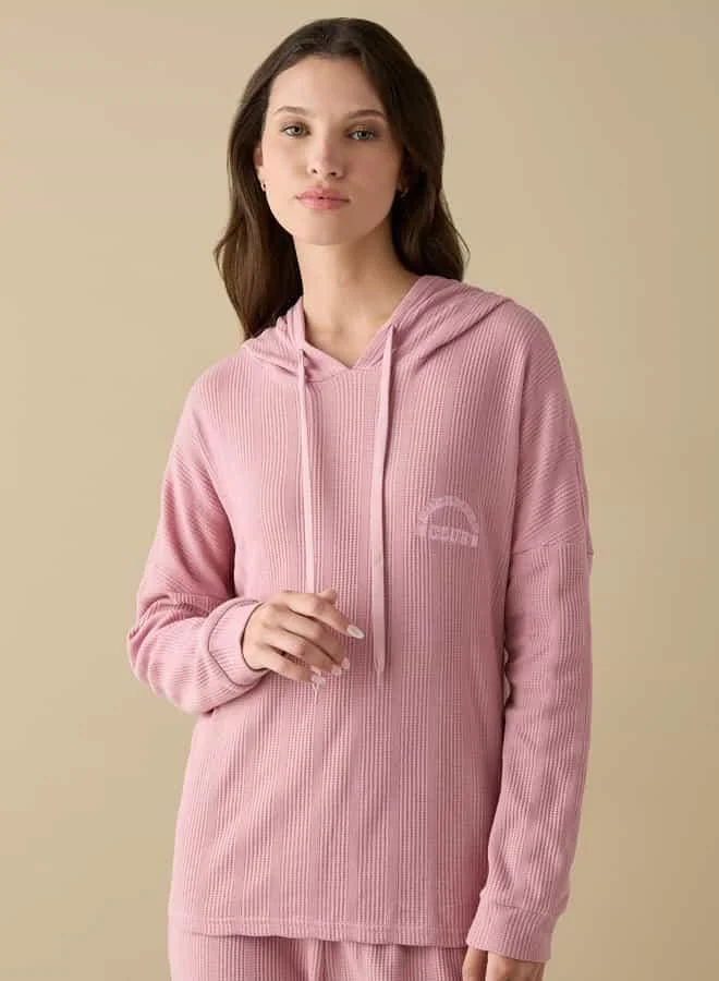 Splash FAV Waffle Textured Long Sleeves Hoodie with Elasticated Joggers Set
