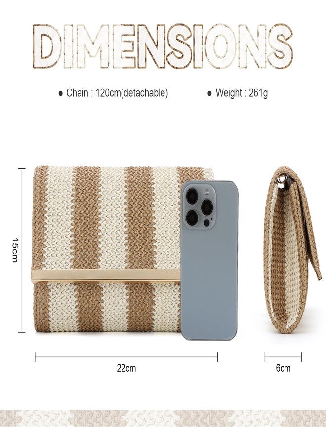 KUANG! Straw Clutch Purse Women Woven Straw Shoulder Bags Summer Beach Envelope Handbag Wallet - Image 5
