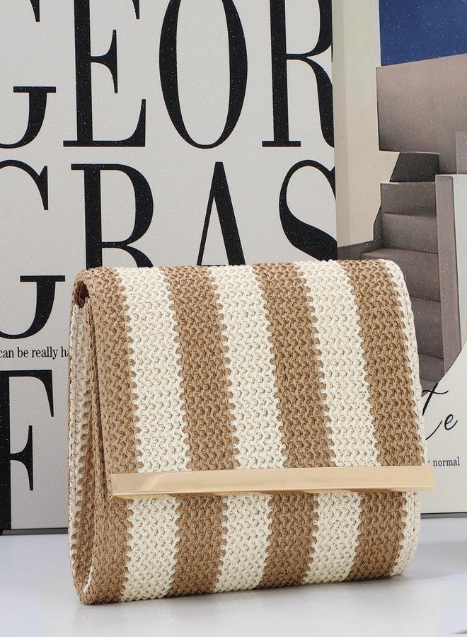 KUANG! Straw Clutch Purse Women Woven Straw Shoulder Bags Summer Beach Envelope Handbag Wallet - Image 3