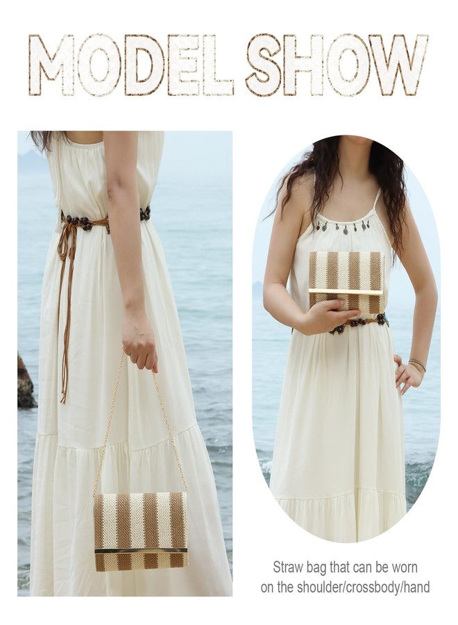 KUANG! Straw Clutch Purse Women Woven Straw Shoulder Bags Summer Beach Envelope Handbag Wallet - Image 2