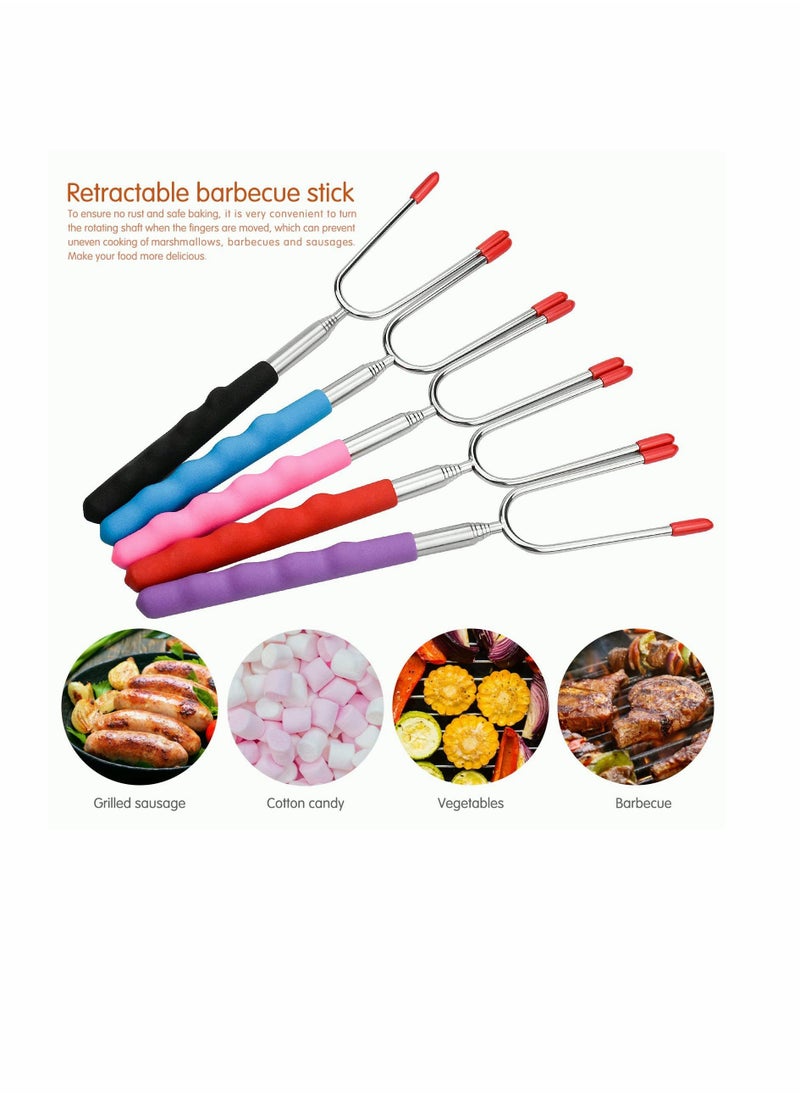 SYOSI - Barbecue Fork Kit, Stainless Steel Telescopic, Roasting Sticks 33 Inch Telescoping Fire Pit Forks for BBQ Hot Dog - Image 1