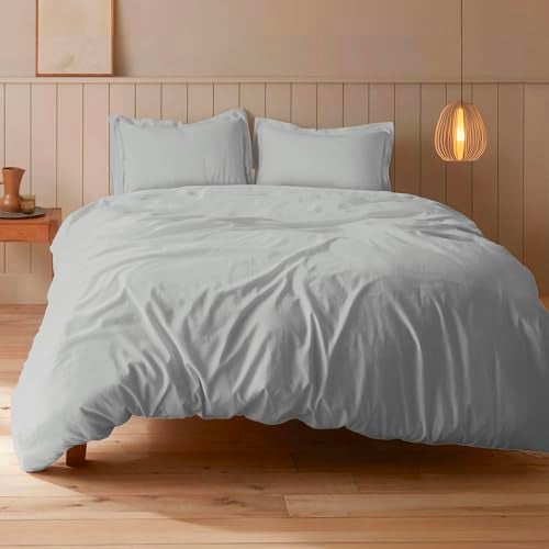 SleepyCat Sateen Duvet Cover | 100% Cotton | 300TC Sateen Weave with Corner Ties & Zipper Closure | Oeko-TEX & AZO Free - Denim (Single Size, 90x60 Inches) - Image 1