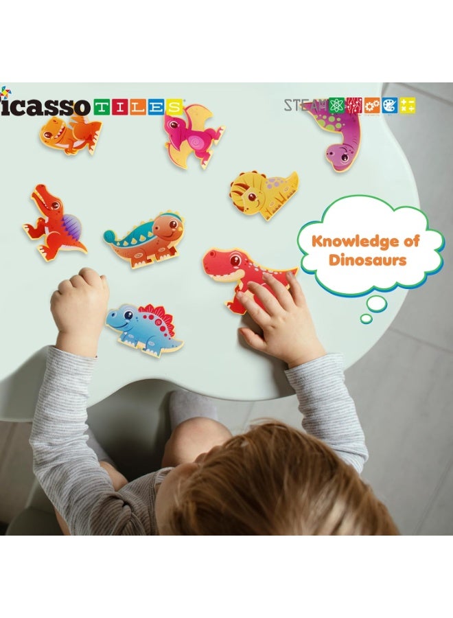 PicassoTiles أشكال الديناصورات المغناطيسية من بيكاسو تايلز 8 قطع | متوافقة مع بلاط المغناطيس | كتل بناء | ألعاب STEM | مجموعة ألعاب تعليمية | كتل تكديس | مجموعة بناء للأطفال لتطوير الدماغ - Image 5