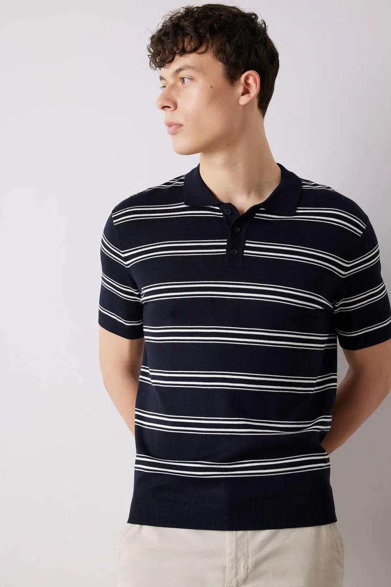 ديفاكتو Regular Fit Polo Collar Knitwear Short Sleeve Polo T-Shirt