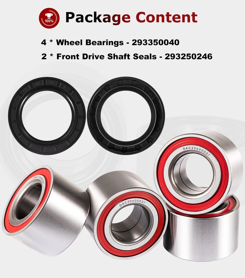 Camoo 4 Wheel Bearings Kit & UTV Front Shaft Seals for Can-Am Outlander/Commander/Maverick - Image 4