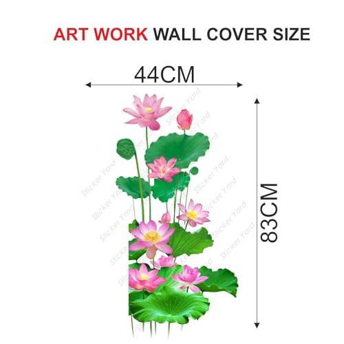 Sticker Yard PVC Vinyl Leaves & Lotus Floral Self-Adhesive Wall Sticker for Home Decor/Decoration - Living Room, Bedroom, Kids Room (Multicolor,Size 44X83CM) - Image 4