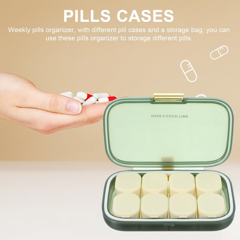 Ciieeo Portable Pill Organizer Box Small Sealed Travel Medicine Case Weekly Pill Dispenser With Compartments For Supplements And Medication Storage Black - Image 4