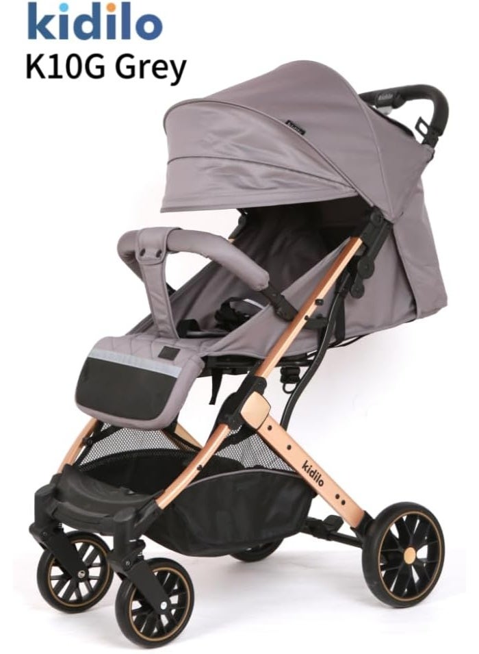 كيديليو عربة أطفال كيديلو K10G - قابلة للتحويل والطي بشكل مريح بيد واحدة، حزام أمان من 5 نقاط (رمادي) - Image 2