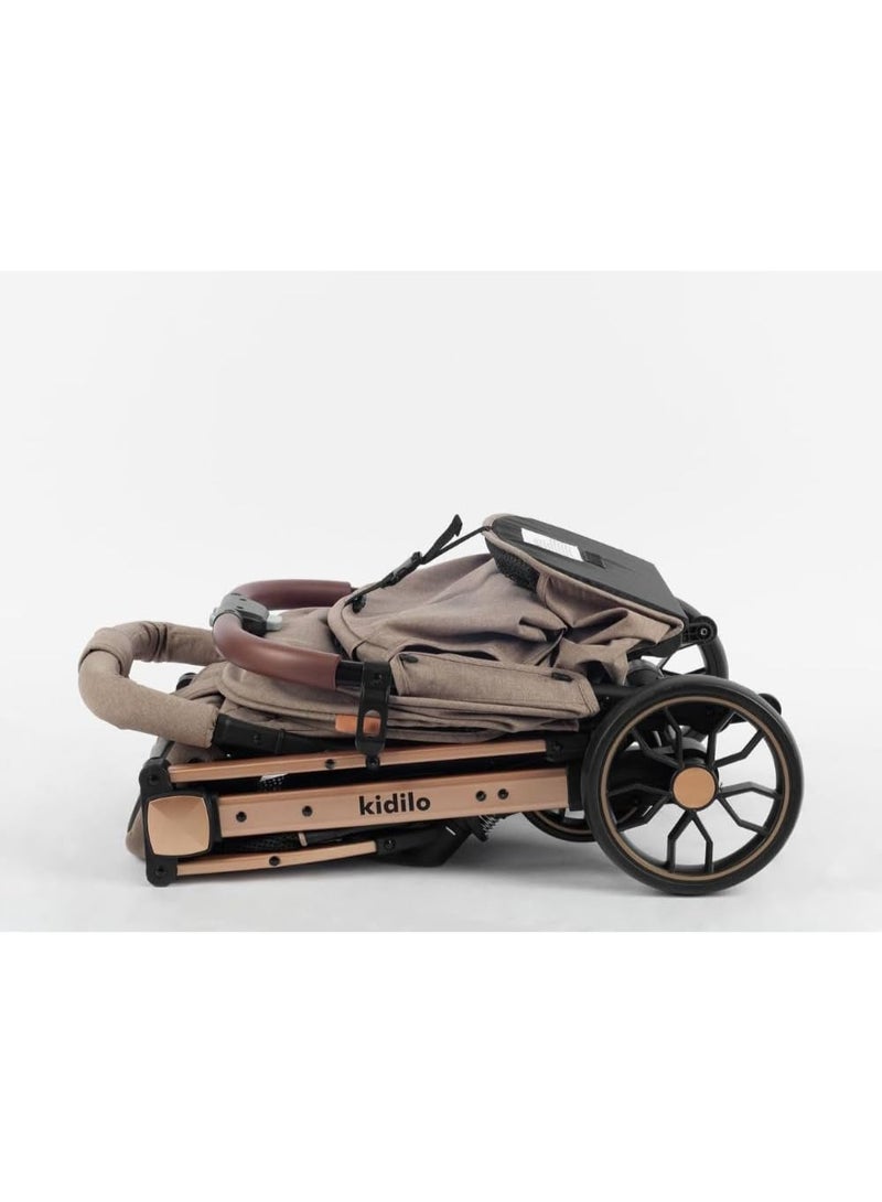 كيديليو عربة أطفال كيديلو K10G - قابلة للتحويل والطي بشكل مريح بيد واحدة، حزام أمان من 5 نقاط (رمادي) - Image 4