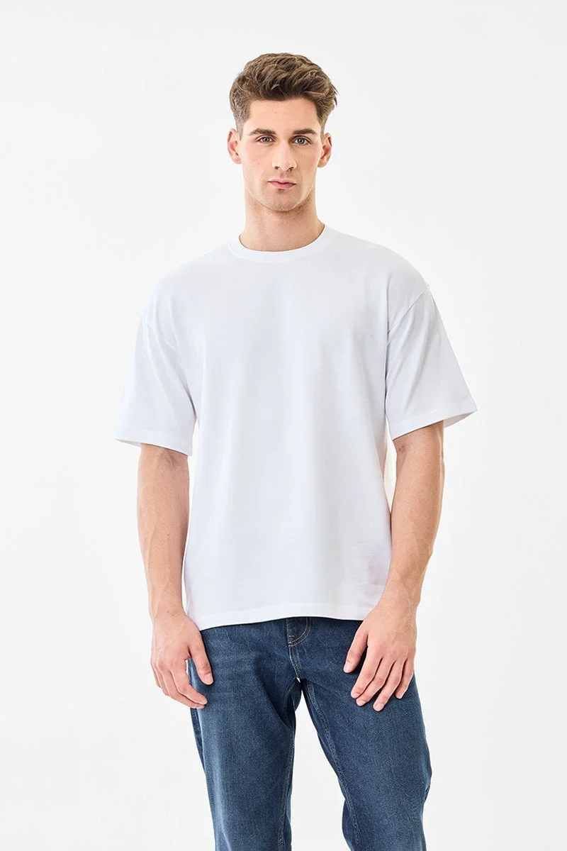 سنيتش تيشيرت بياقة مستديرة مطبوع مقاس كبير