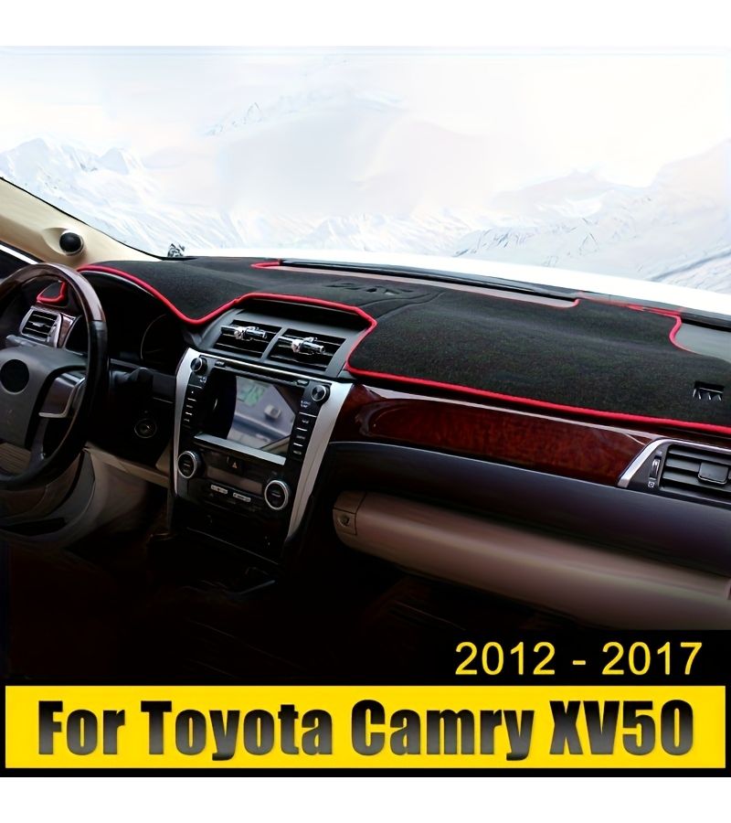 غطاء لوحة القيادة الشمسي أسود مع عجلة قيادة يسرى مناسبة لكامري XV50 من 2012 إلى 2017 - Image 1