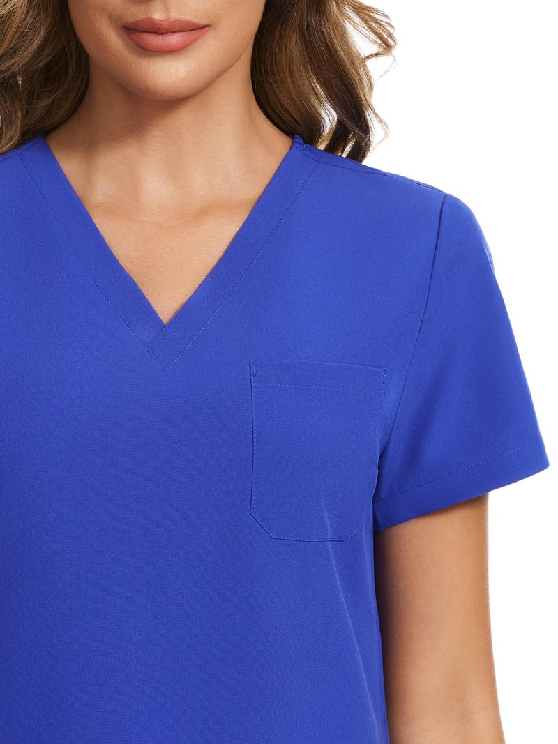 COZYFIT Scrubs for Women Set - Stretch V-Neck Scrub Top & Jogger Pant with 8 Pockets, Yoga Waistband, Slim Fit COZY SCRUBS - Blueberry, M - Image 4