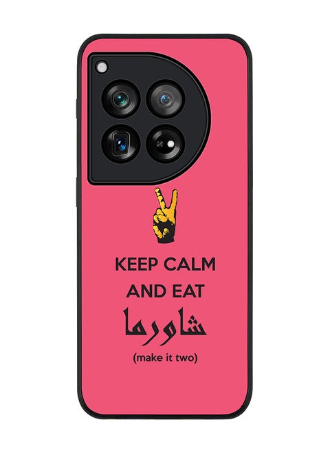 Rugged Black edge case for OnePlus 12R / OnePlus Ace 3 5G, Slim fit Case Flexible Anti Drop TPU Gel Thin Cover - Keep Calm And Eat Shawarma (Pink)