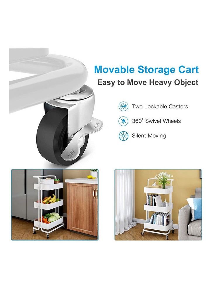 رومان جيفتس عربة تخزين بعجلات من 3 طبقات بعجلات لون أبيض لؤلؤي 43.5x33x87 سم - Image 5