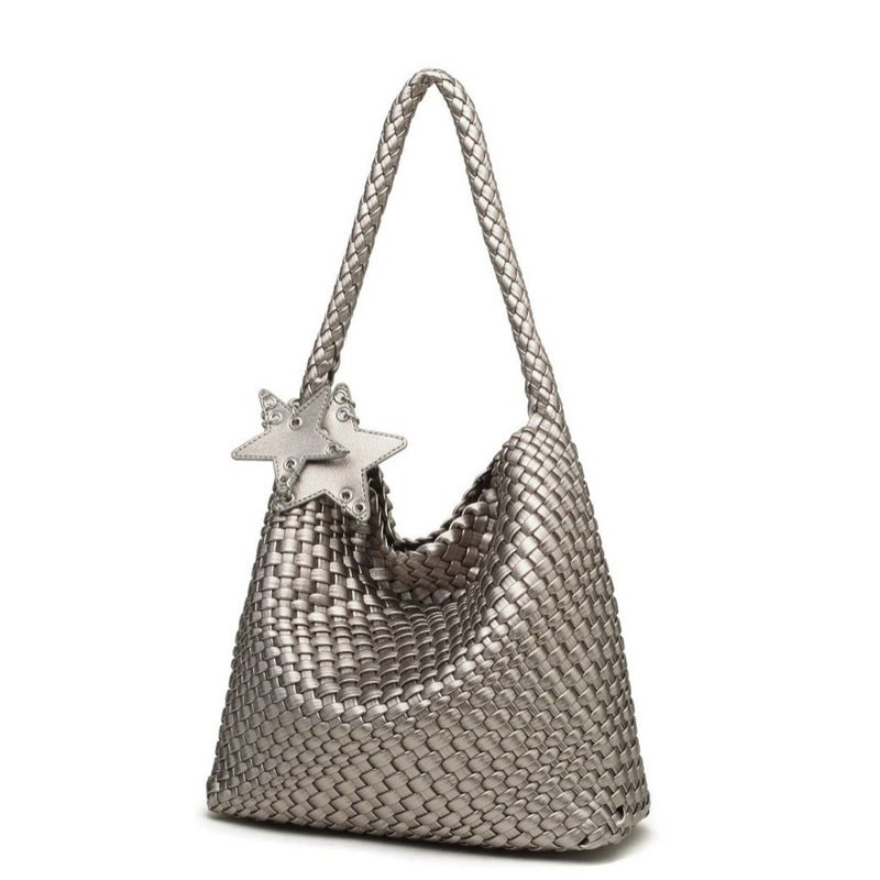 French Retro Niche Design Woven Bag Large Capacity Tote Bag Casual Lazy Style Shoulder Armpit Bag Bucket Bag - Image 5
