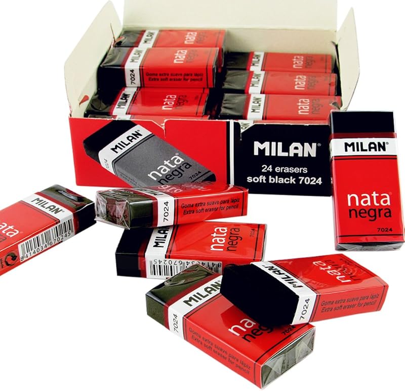 Milan 7024 Eraser Rectangle Set of 24 - black