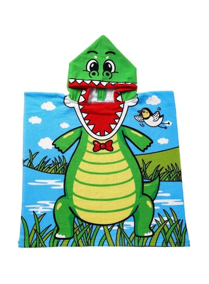 Kids Bath Towel for 1 - 5 Years Toddler, 1Pcs Kids Hooded Towel, Microfiber Bath Towel Super Soft Robe Poncho Bathrobe, Boys Girls Swimming Beach Holiday Water Playing Pool Bath Coverups, Dinosaur Style  - Image 1