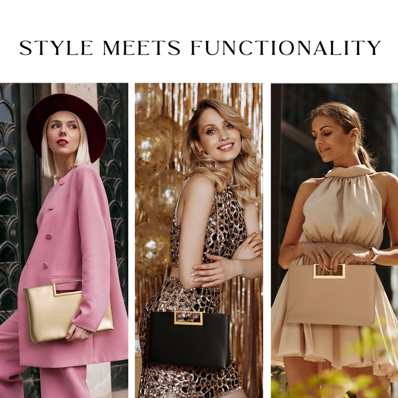SWEETV SWEETV Clutch Purses for Women Evening/Formal, Fashion PU Leather Purse for Prom, Cocktail, and Wedding,Nina  - Image 5