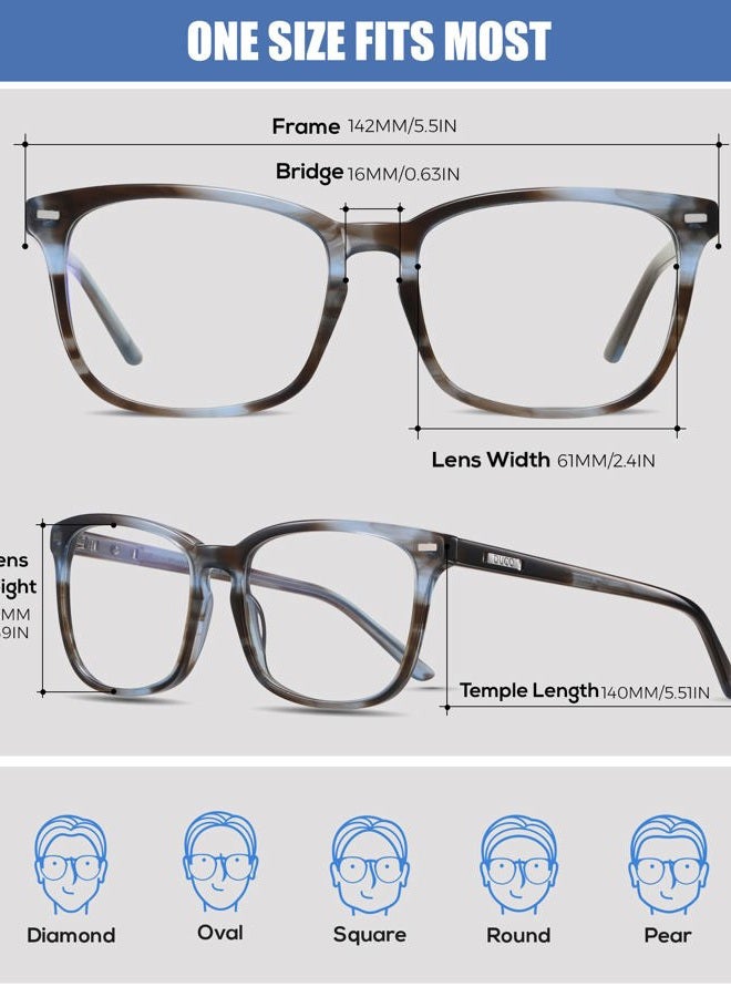 DUCO Retro Square Blue Light Glasses For Men Blue Ray Blocking Glasses Computer Gaming Glasses Nylon Lens Acetate Frame Blue 8302 - Image 2