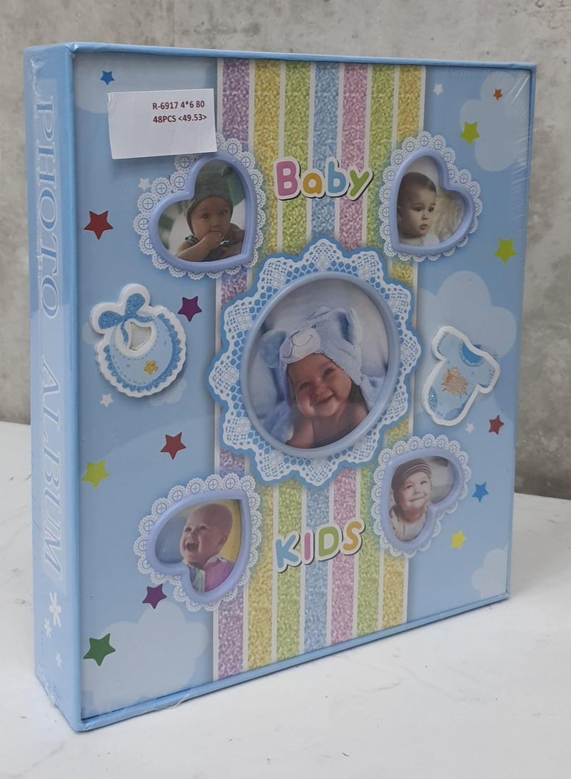 Decorhills Decorative Baby Photo Album Organizer, Holds Special Occasion Keepsakes, Baby Photo Album, R-6917-Blue - Image 1