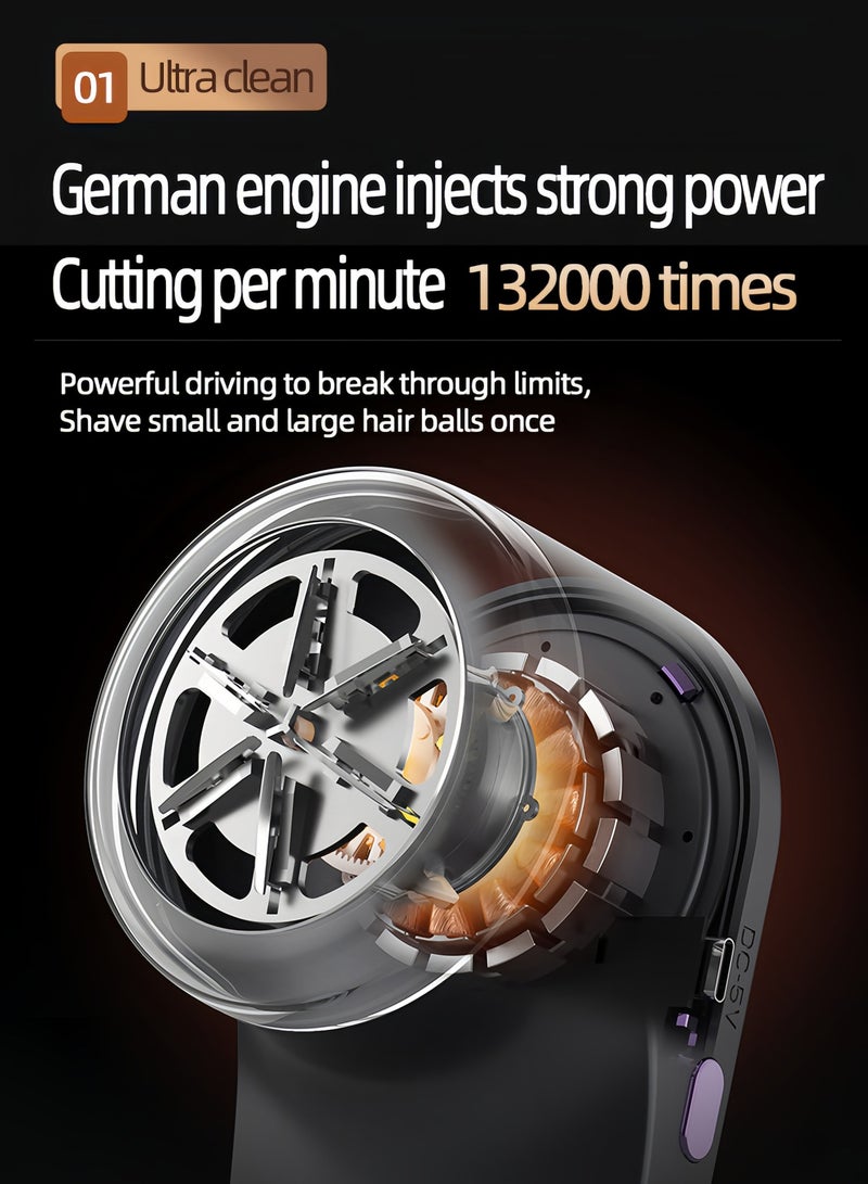 Leon Home Lint Shaver, Rechargeable Hairball Trimmer, Digital Display Home Convenience Shaver, Clothing Depilatory, Sweater Razor with 6 Blades and Safety Lock, 3-Speed Depilatory, Removes Lint and Hairballs from Clothes, Furniture, Sofas, Blankets，Black - Image 5