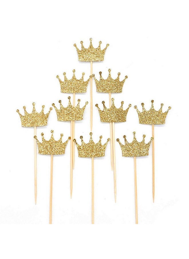 Confetti - Confetti! Crown Cupcake Cake Toppers Gold Glitter,20 Pcs Cake Decoration for First Birthday, Birthday Party,Baby Shower Wedding Food Decor and Cupcake Party Picks - Image 1