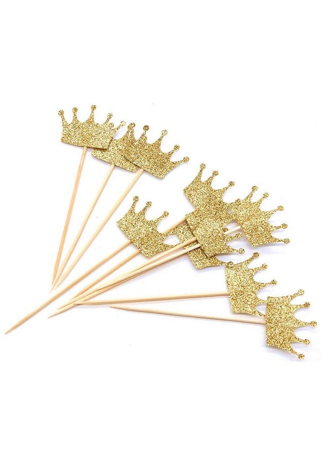 Confetti - Confetti! Crown Cupcake Cake Toppers Gold Glitter,20 Pcs Cake Decoration for First Birthday, Birthday Party,Baby Shower Wedding Food Decor and Cupcake Party Picks - Image 1