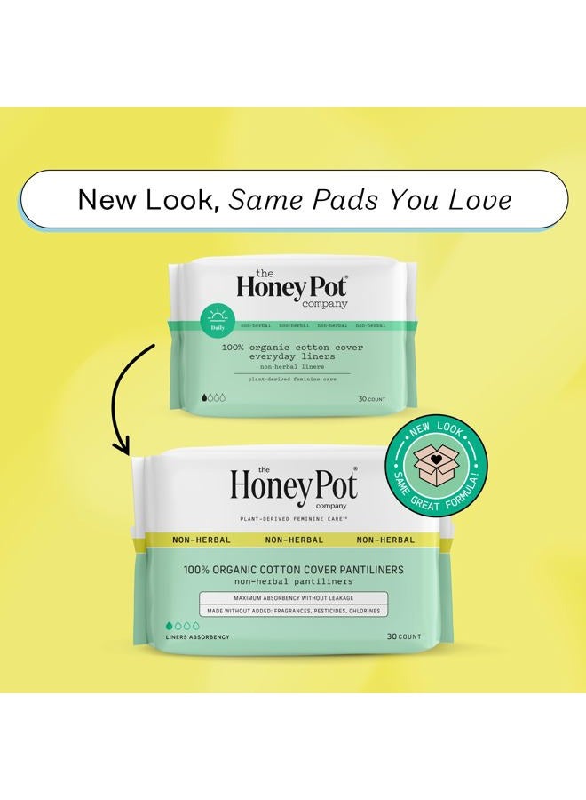 the Honey Pot company Non-Herbal Everyday Panty Liners for Women - Organic Cotton Cover & Ultra-Absorbent Pulp Core - Sanitary Pads - Feminine Care - FSA & HSA Eligible - 30 ct - Image 2