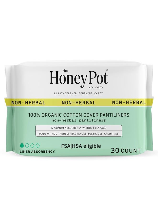 the Honey Pot company Non-Herbal Everyday Panty Liners for Women - Organic Cotton Cover & Ultra-Absorbent Pulp Core - Sanitary Pads - Feminine Care - FSA & HSA Eligible - 30 ct - Image 1