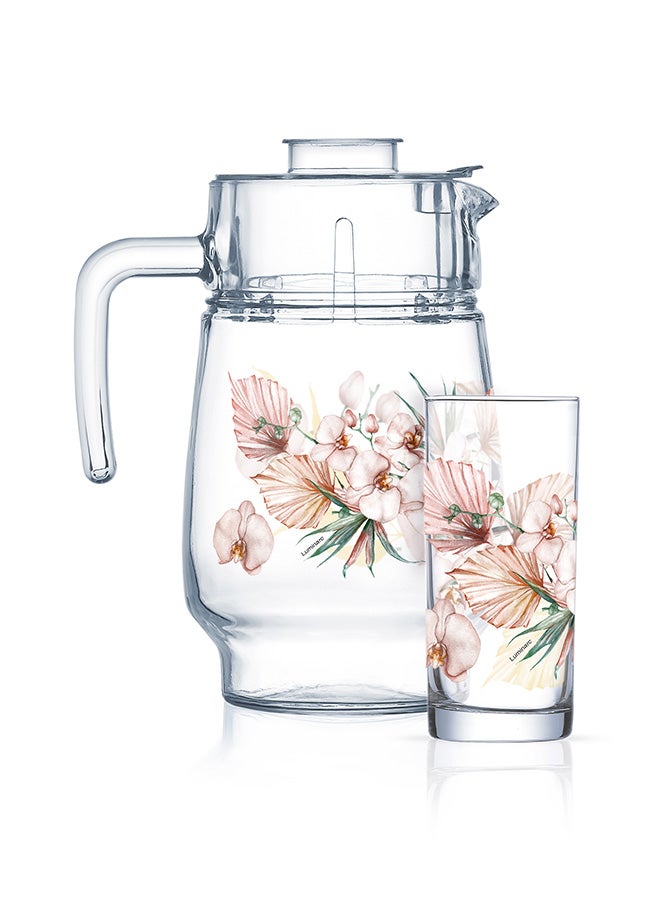 Luminarc Florosa Amsterdam 7 Piece Drink Set includes 1.8LJug, 6 x 270ml Tivoli Glass Tumblers, Made of Annealed High Quality & Durable Glass - Image 1