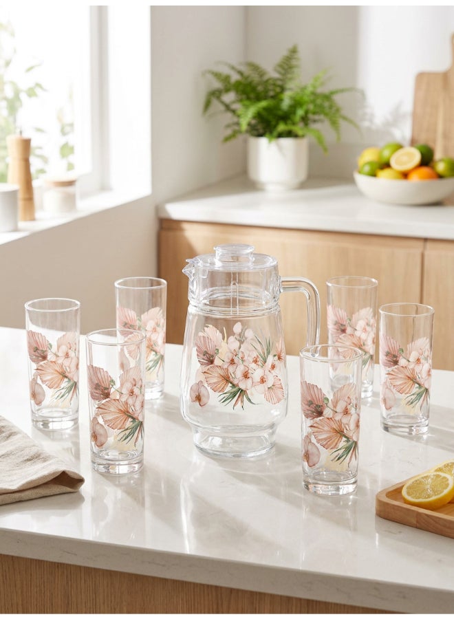 Luminarc Florosa Amsterdam 7 Piece Drink Set includes 1.8LJug, 6 x 270ml Tivoli Glass Tumblers, Made of Annealed High Quality & Durable Glass - Image 2
