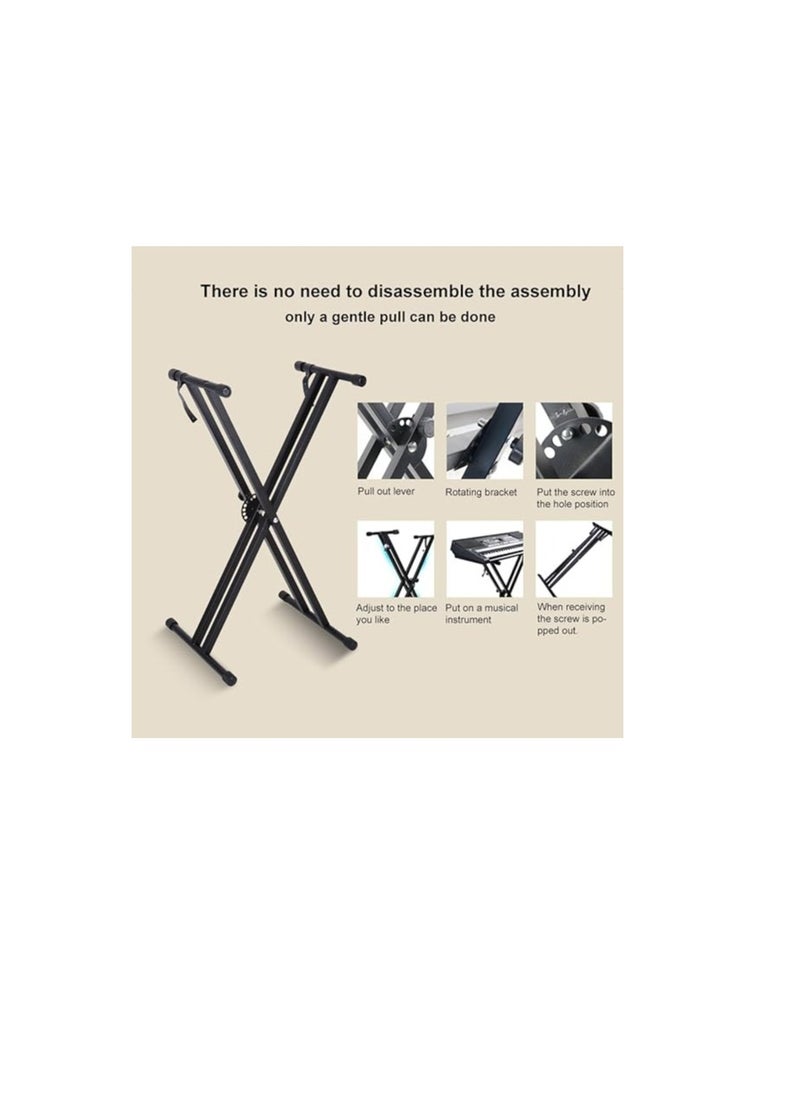 Generic - Piano Stand, X-Shaped Keyboard Stand, 7 Positions Adjustable Metal Keyboard Stand for Keyboard Instruments - Image 1
