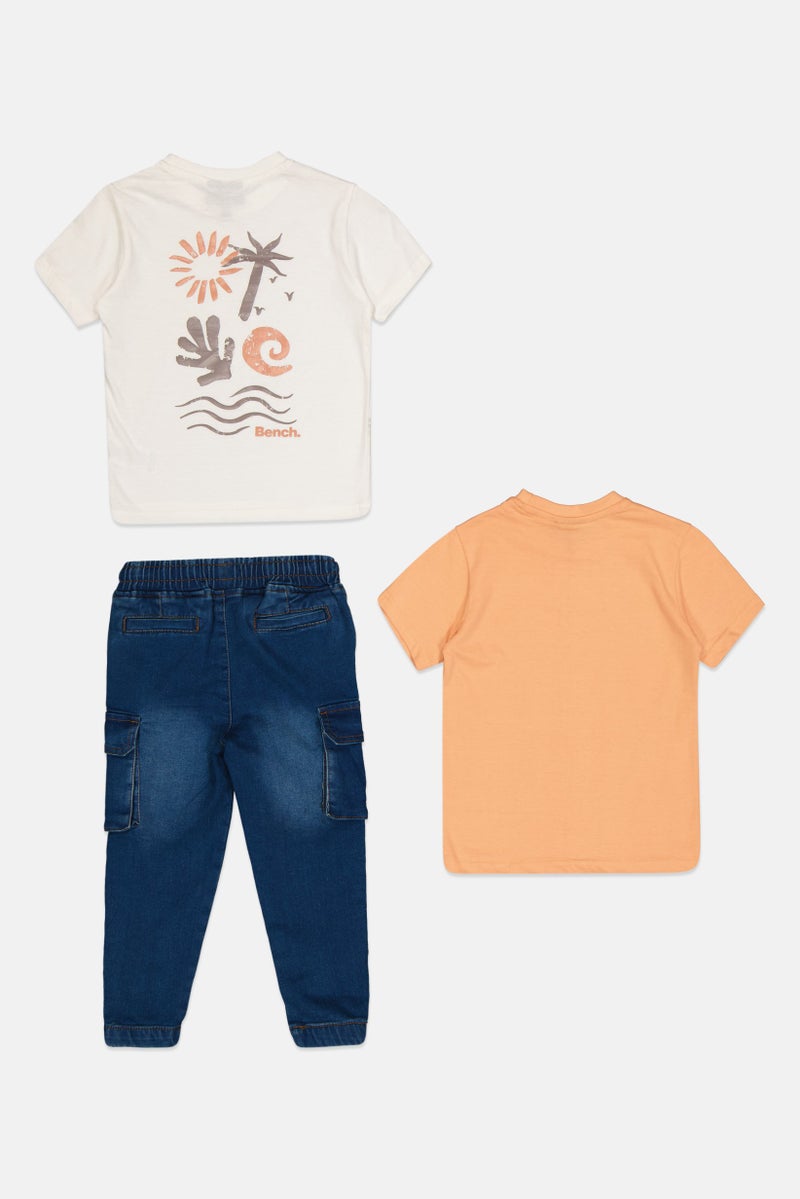 Bench Kids Boy 3 Pieces Short Sleeve Graphic Print Tops And Bottom Set, Multicolor - Image 3