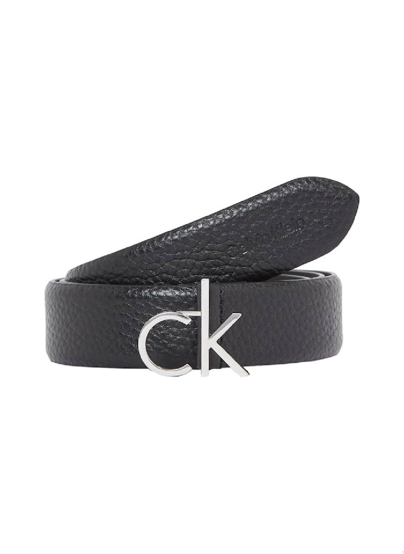 CALVIN KLEIN - Women's Ck Logo Buckle Belt - Leather, Black - Image 1