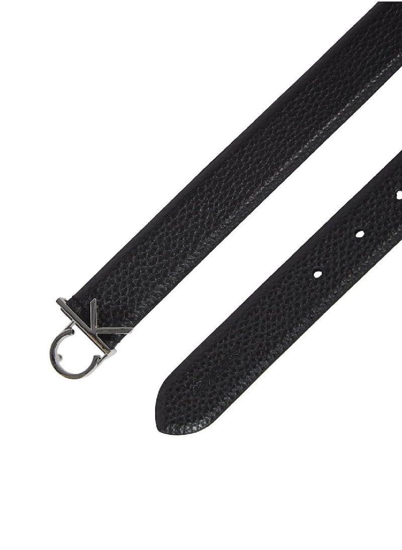 CALVIN KLEIN - Women's Ck Logo Buckle Belt - Leather, Black - Image 1