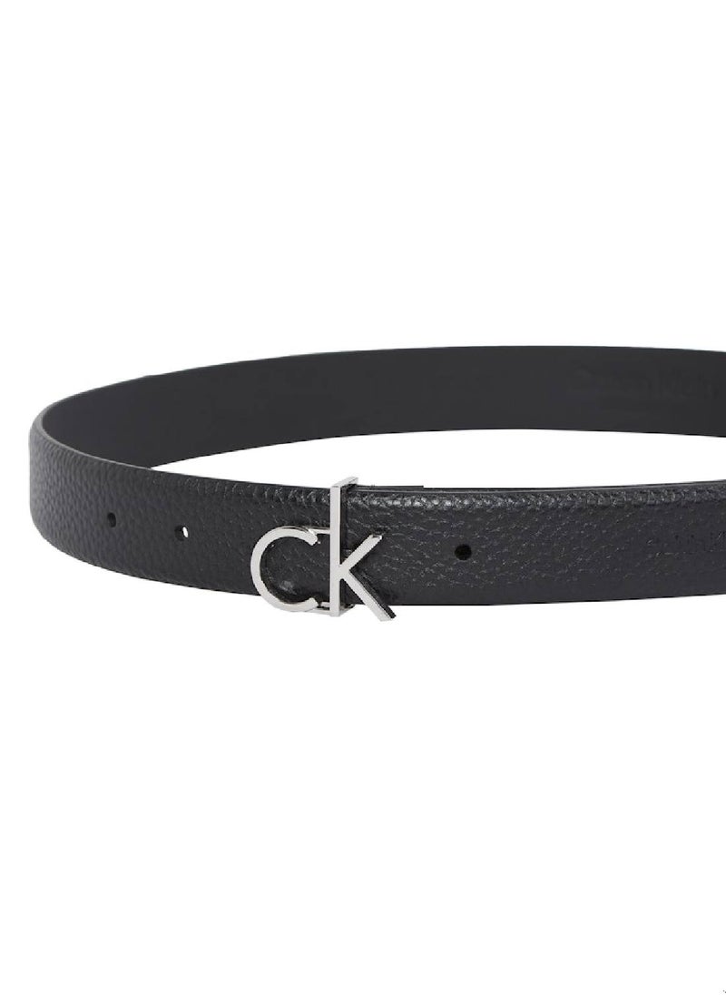 CALVIN KLEIN - Women's Ck Logo Buckle Belt - Leather, Black - Image 1