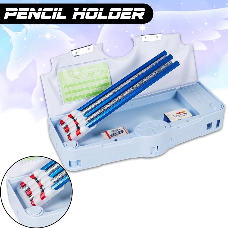 Wish key Unicorn Theme Pencil Box for Kids, Multifunctional Magnetic Box, Return Gifts for Kids,Pencil Holder, Built-in Sharpener and Accessories, Storage Compartments(Purple) - Image 5