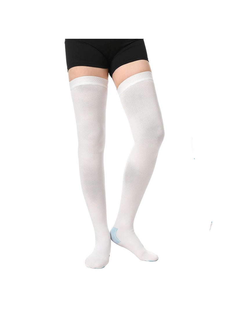 Sweet seven جوارب ضغط متدرجة للنساء والرجال - جوارب دعم 15-20 مم زئبق - بيضاء - جوارب جراحية TED حجم L - Image 1