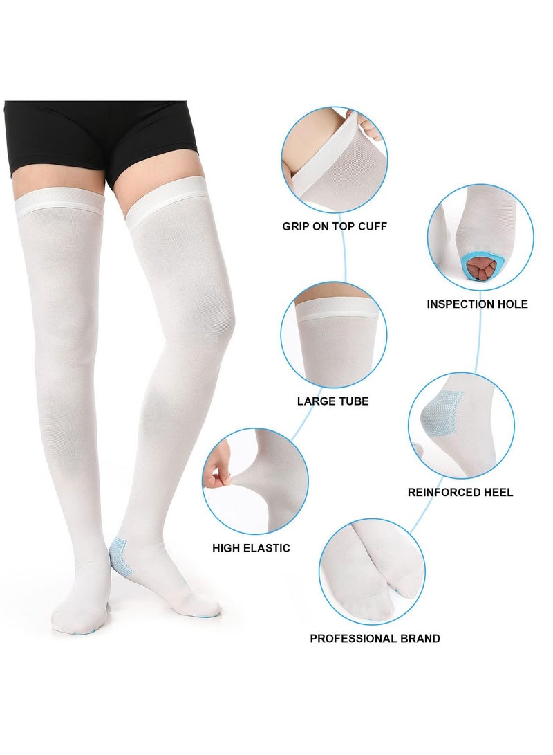 Sweet seven جوارب ضغط متدرجة للنساء والرجال - جوارب دعم 15-20 مم زئبق - بيضاء - جوارب جراحية TED حجم L - Image 2