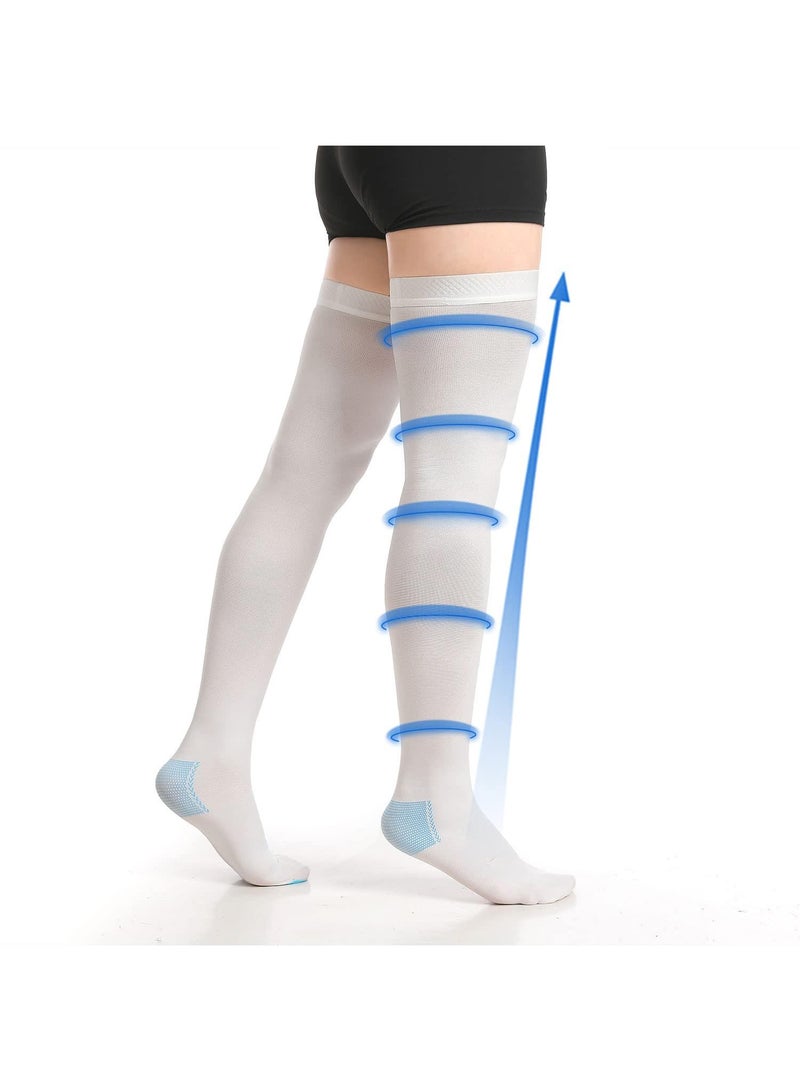Sweet seven جوارب ضغط متدرجة للنساء والرجال - جوارب دعم 15-20 مم زئبق - بيضاء - جوارب جراحية TED حجم L - Image 5