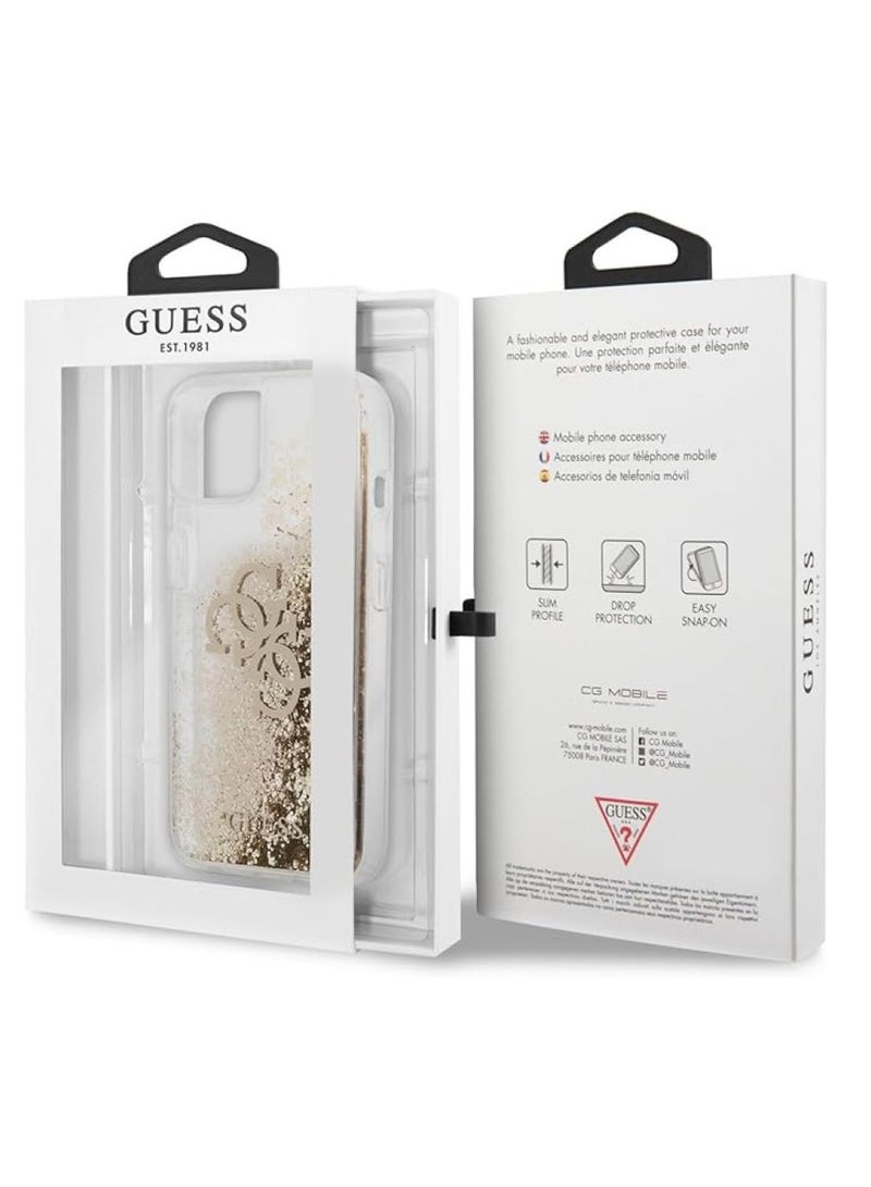 GUESS Guess Liquid Glitter Case 4G Electroplated Logo For Iphone 13 Mini (5.4 Inches) - Gold - Image 2