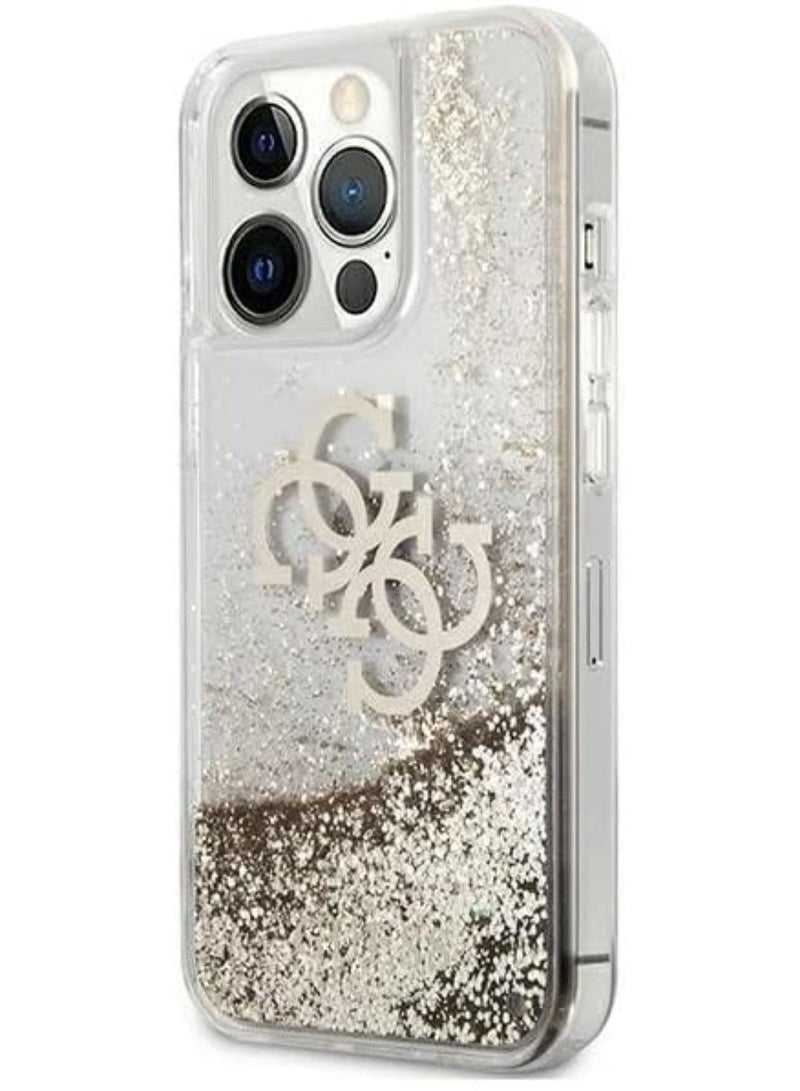 GUESS Guess Liquid Glitter Case 4G Electroplated Logo For Iphone 13 Mini (5.4 Inches) - Gold - Image 3