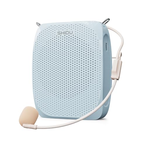 SHIDU S258 Upgraded Portable Rechargeable Voice Amplifier with Wired Neckband Microphone, Supports AUX, USB, & Micro-SD Card Input for Teachers, Tour Guides with Type C Charging Cable|Blue - Image 1