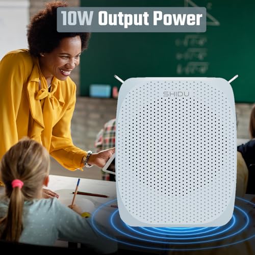 SHIDU S258 Upgraded Portable Rechargeable Voice Amplifier with Wired Neckband Microphone, Supports AUX, USB, & Micro-SD Card Input for Teachers, Tour Guides with Type C Charging Cable|Blue - Image 4