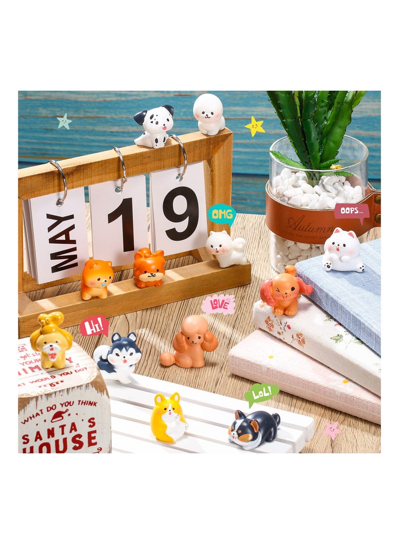KASTWAVE 12 PCS Cute Dog Figurines Set, Miniature Garden Dogs Landscape, Mini Resin Dog Toy, Figures Puppy Party Decorations, Cake Cupcake Toppers, for Home Garden Birthday Party Plant Pots Decor - Image 4
