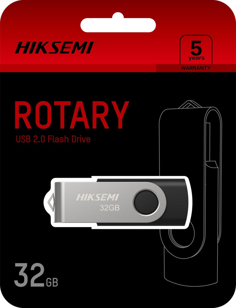 HIKSEMI 32GB USB 2.0 Rotary Pendrive, Silver/Black | HS-USB-M200S 32G |