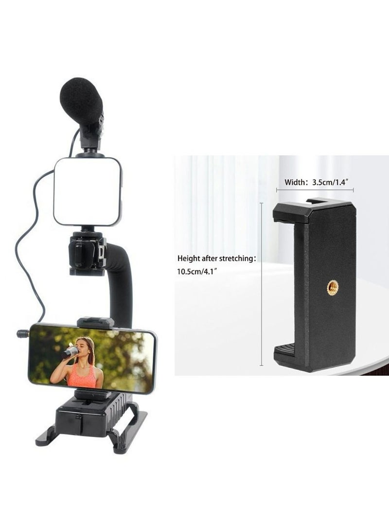C-Type Portable Vlog Kit - LED Light Microphone Camera Bracket, Bluetooth Remote - Perfect for Vloggers, Podcasts, Live Streaming, Youtube, AY-49U (Black)  - Image 2