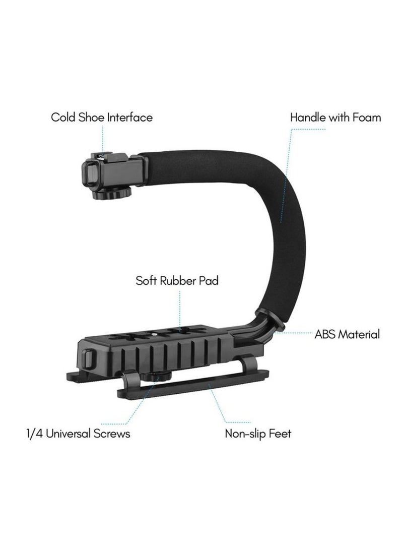 C-Type Portable Vlog Kit - LED Light Microphone Camera Bracket, Bluetooth Remote - Perfect for Vloggers, Podcasts, Live Streaming, Youtube, AY-49U (Black)  - Image 4