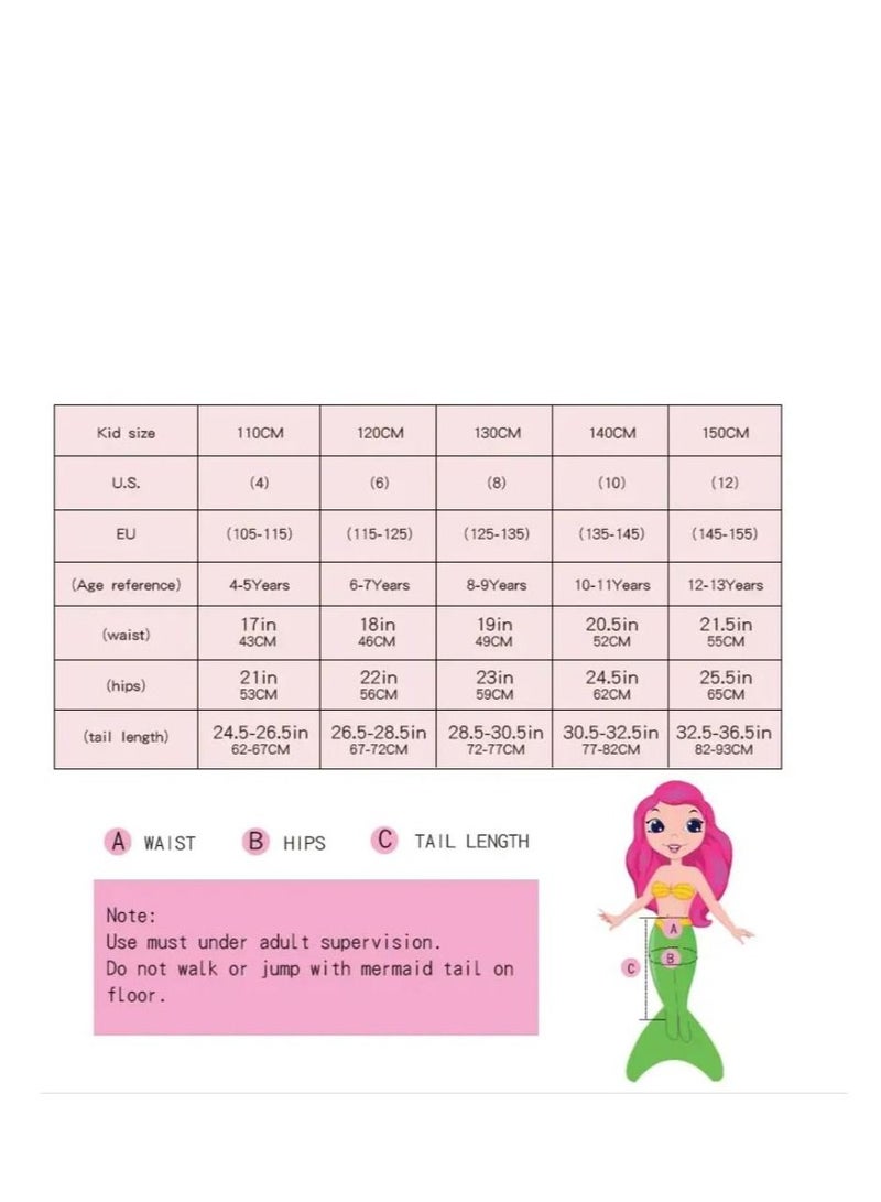 Y&D 3-Piece Mermaid Bathing Swimsuit Set - Image 2