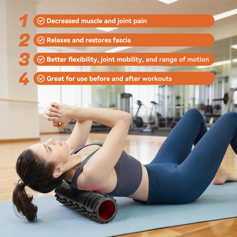 Zmarthumb Foam Roller for Deep Tissue Massager, 18" Trigger Point Foam Roller, Patented Exercise Roller for Muscle Recovery, Physical Therapy, Improves Mobility, Fitness, Yoga and Pilates (Black) - Image 4
